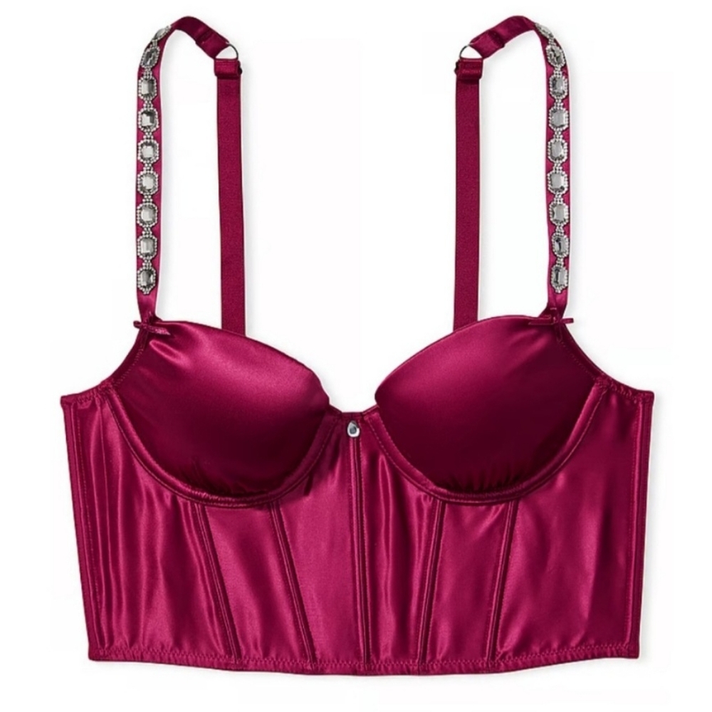 34B 34DD 36DD Victoria's Secret Shine Strap Bejeweled Satin Corset Top